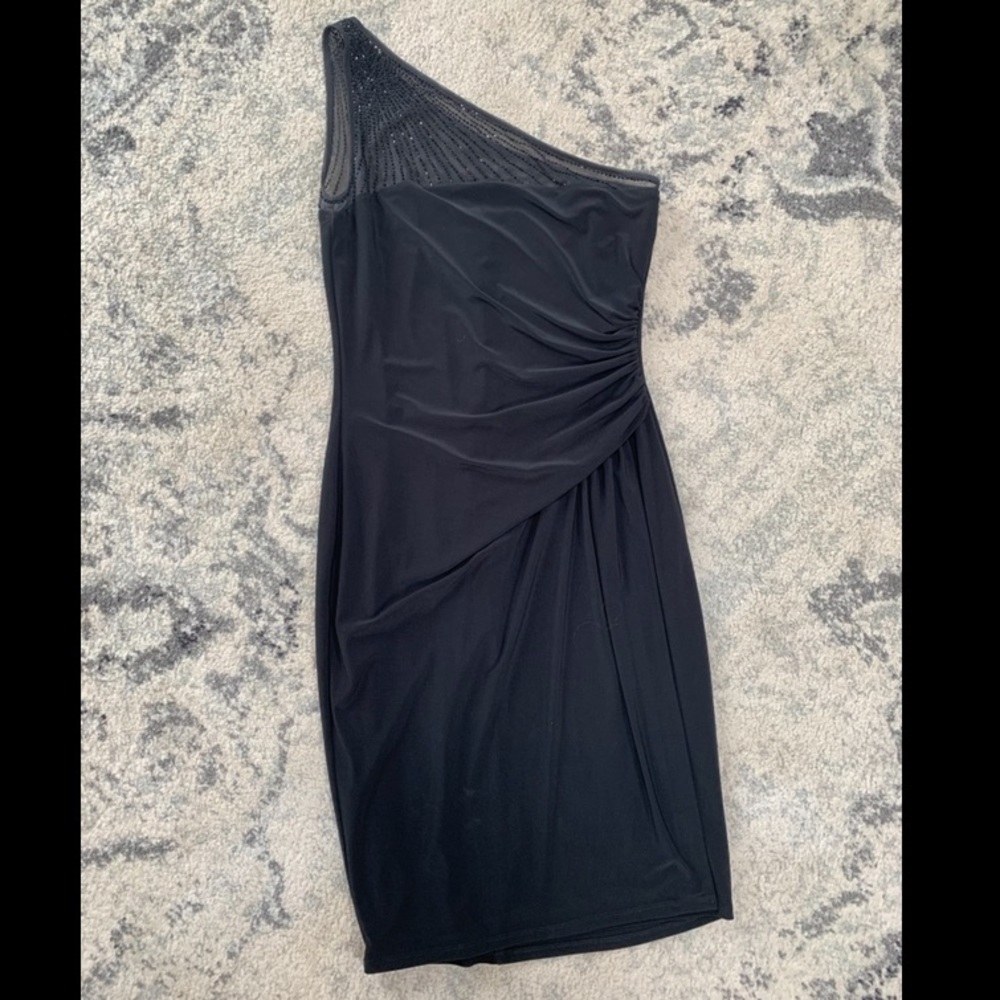 Ralph Lauren one shoulder black sequin dress